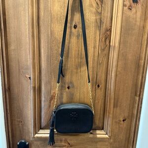 Tory Burch black pebbled leather crossbody